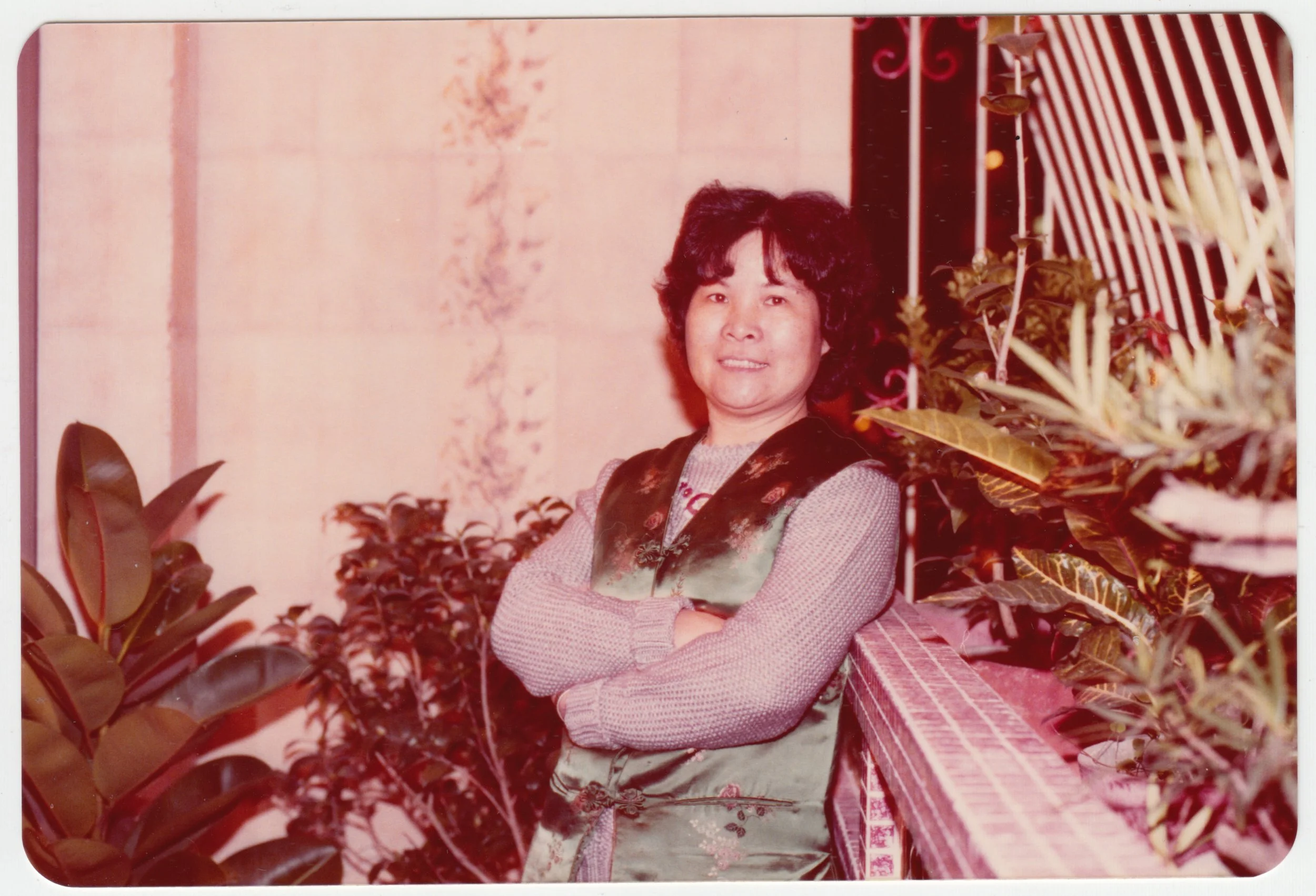 Grandma on the balcony on 18/F, c. 1980 - 1981. For more photos of our home, see 'Home'