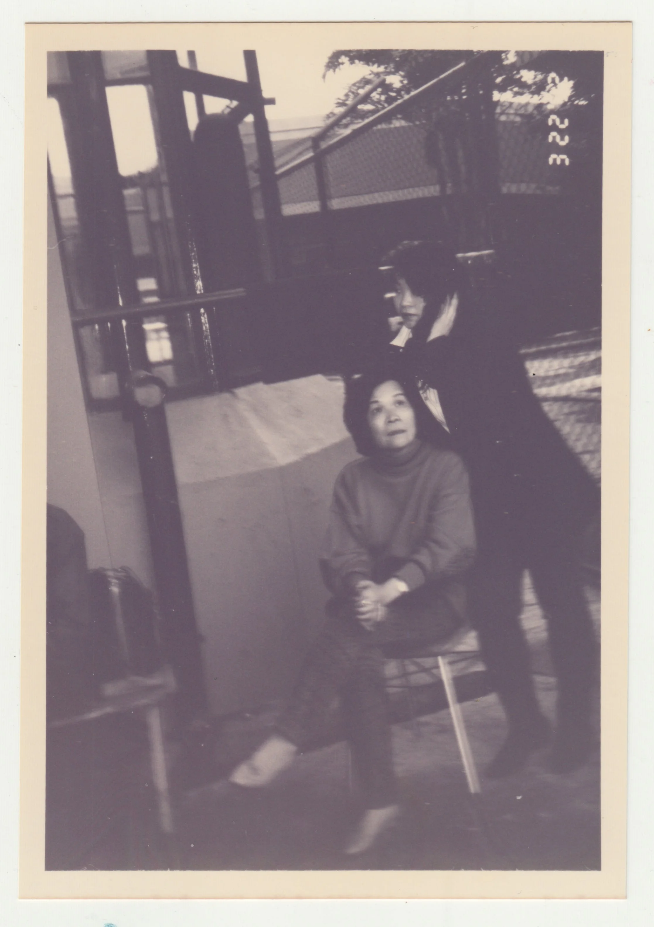 Mum & Grandma at Hong Kong Jockey Club Stable, Shatin. Taken on 22 March 1992 by EE. EE says mum looks funny here.