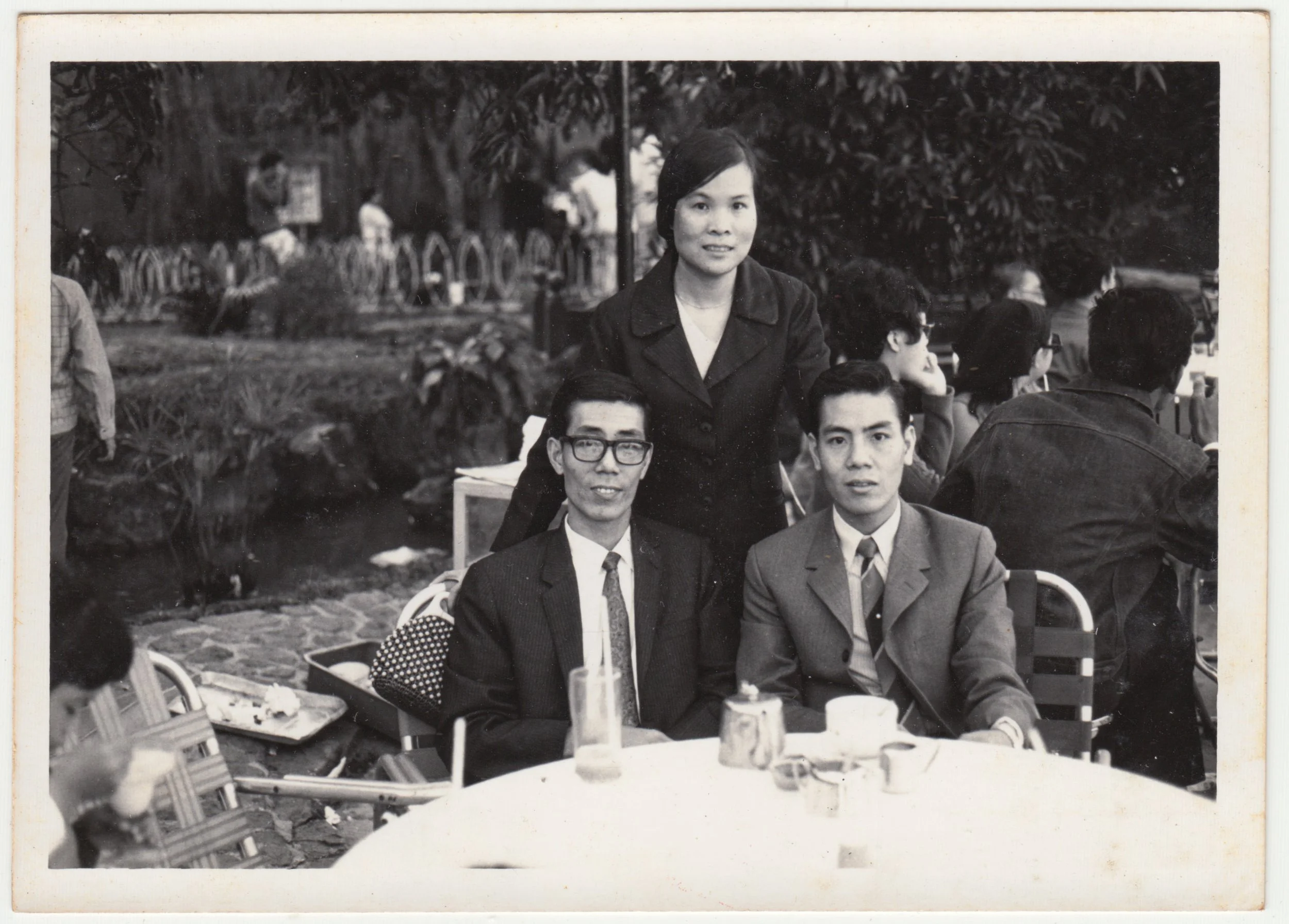 Grandpa, Grandma & 五叔公 at a park, c. 1967 - 1968.