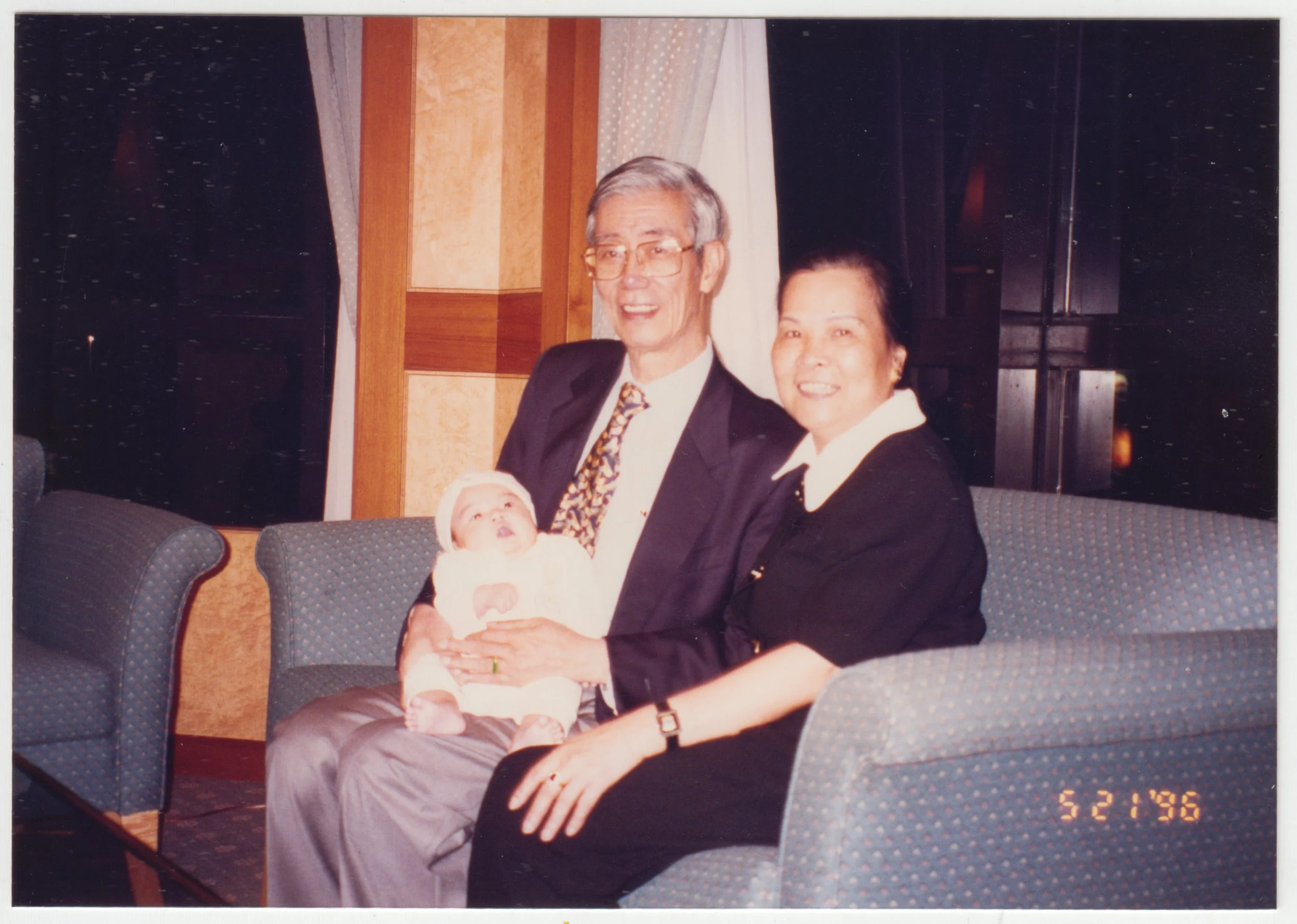 Taken at Grandpa’s birthday banquet on 21 May 1996. He was 61 here.