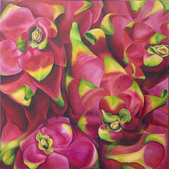 Dragonfruit New Year :: Oil on canvas, 100 x 100cm