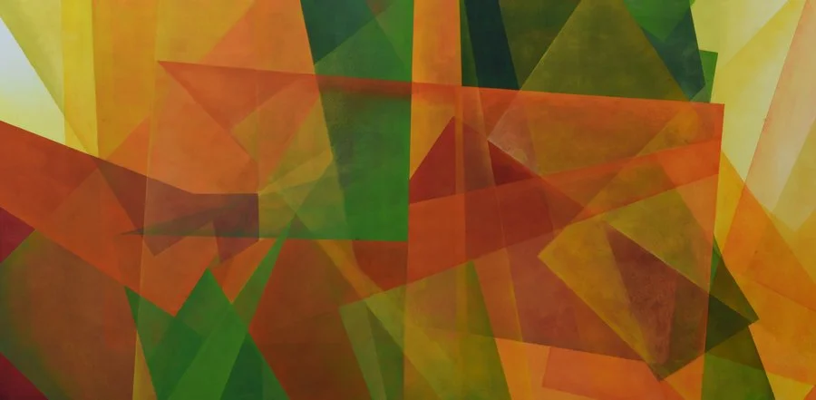 Transposition 1, Persimmon :: Acrylic on canvas, 75 x 150cm