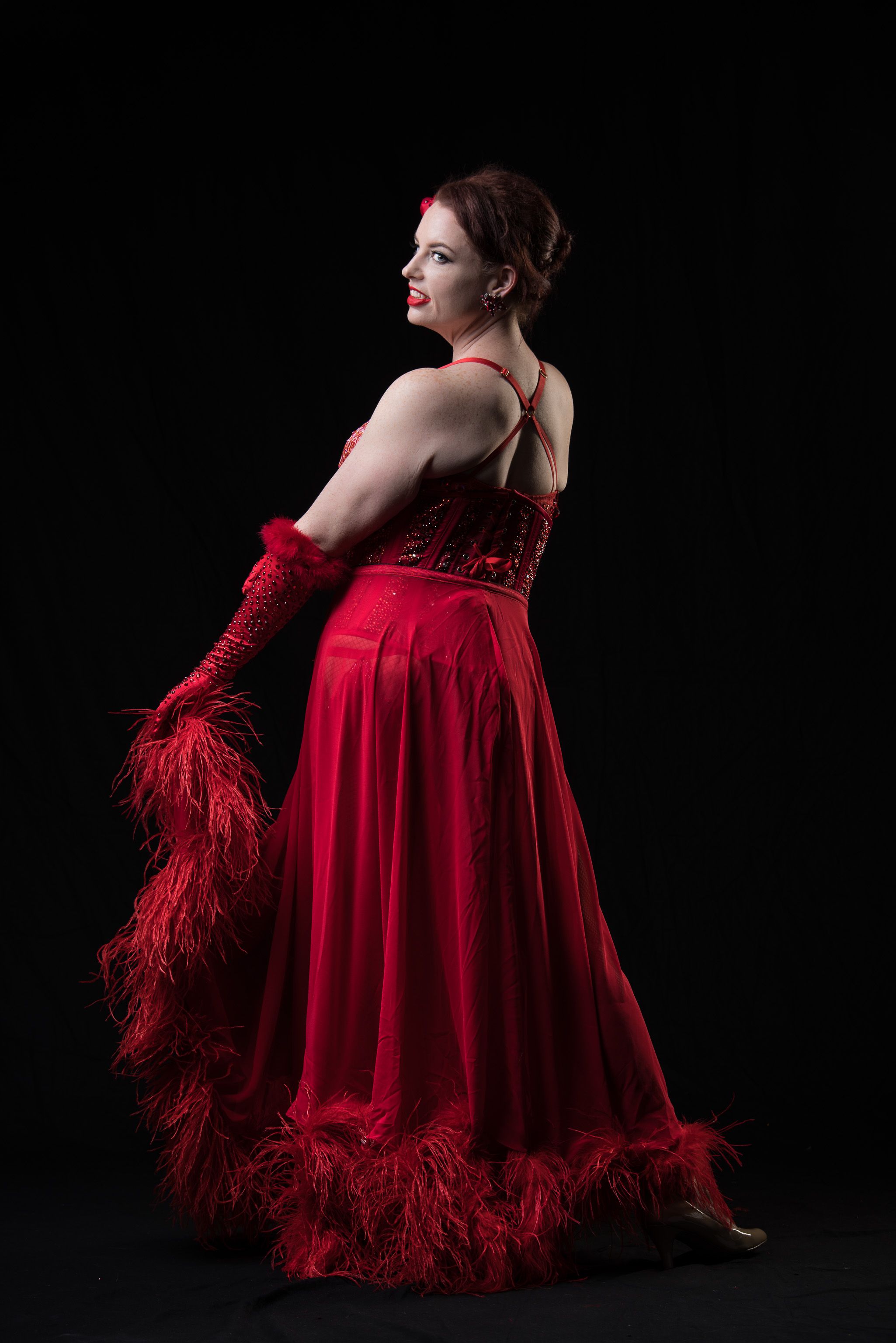Burlesque performer Grace Cherry - Red Outfit