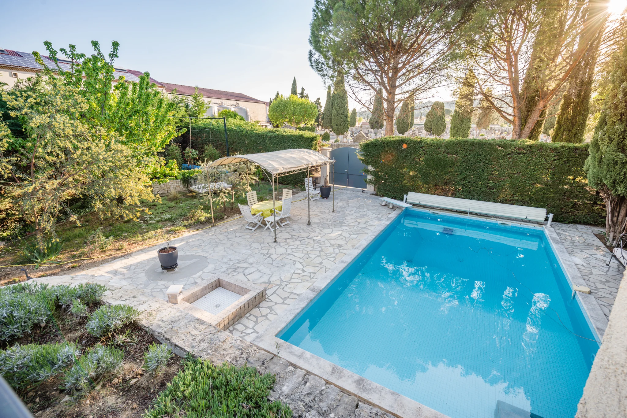 view from the sun-terrace on the private heated pool
