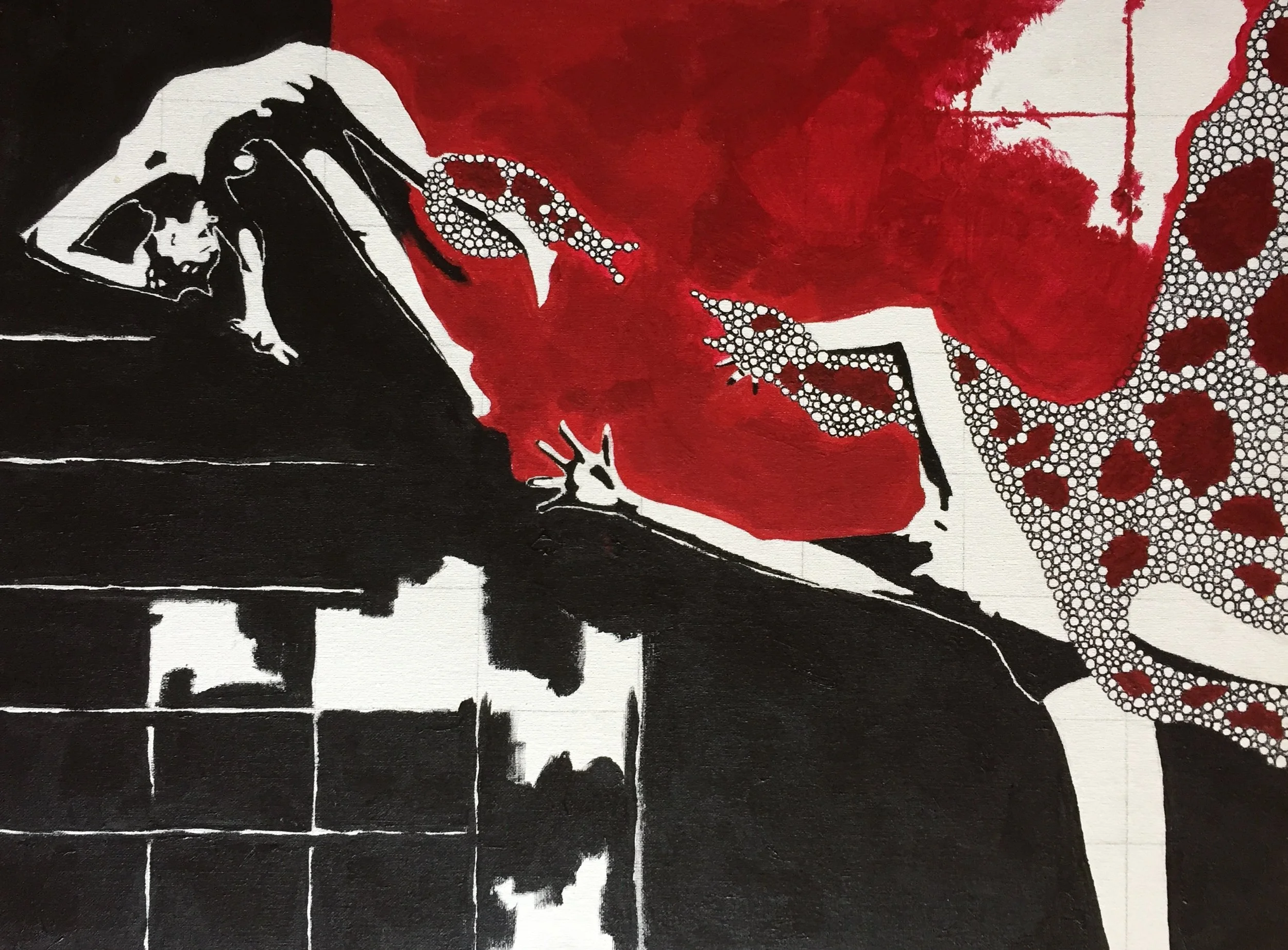 Condemned to be Freeacrylic and ballpoint pen on canvas board - 18”x24”2019