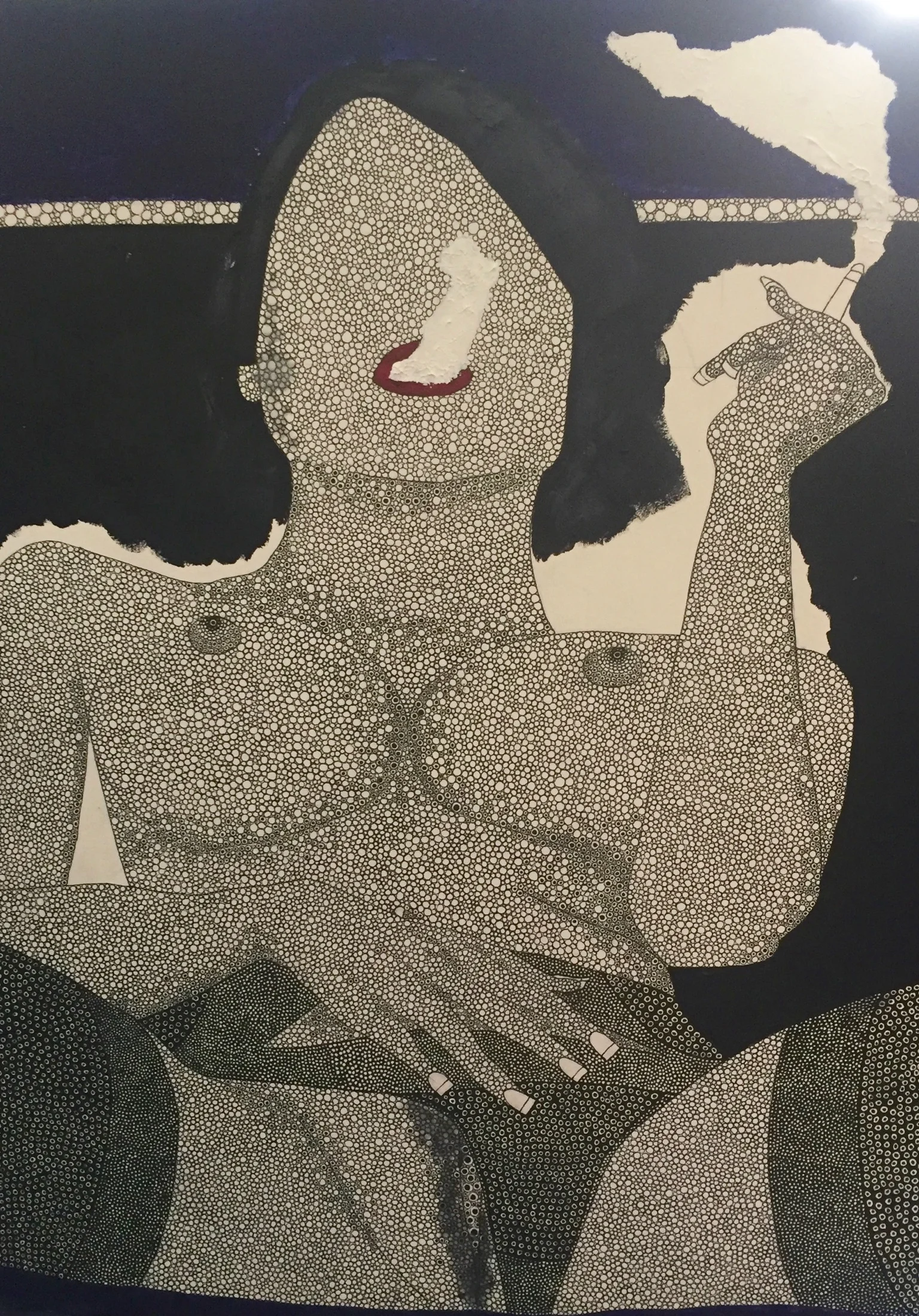 Une Femme Douceballpoint pen and acrylic on canvas board - 18”x24”2017