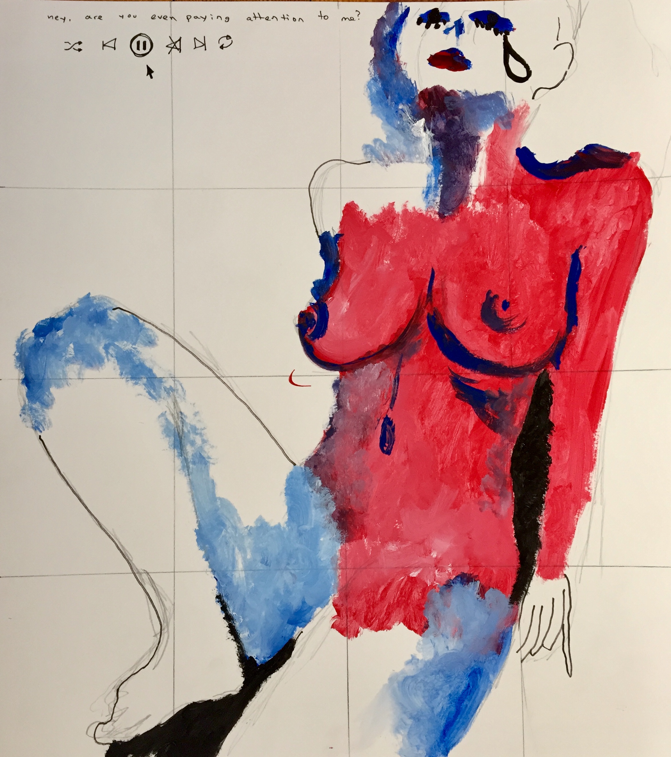 Blueacrylic and pencil on paper - 16”x18”2017