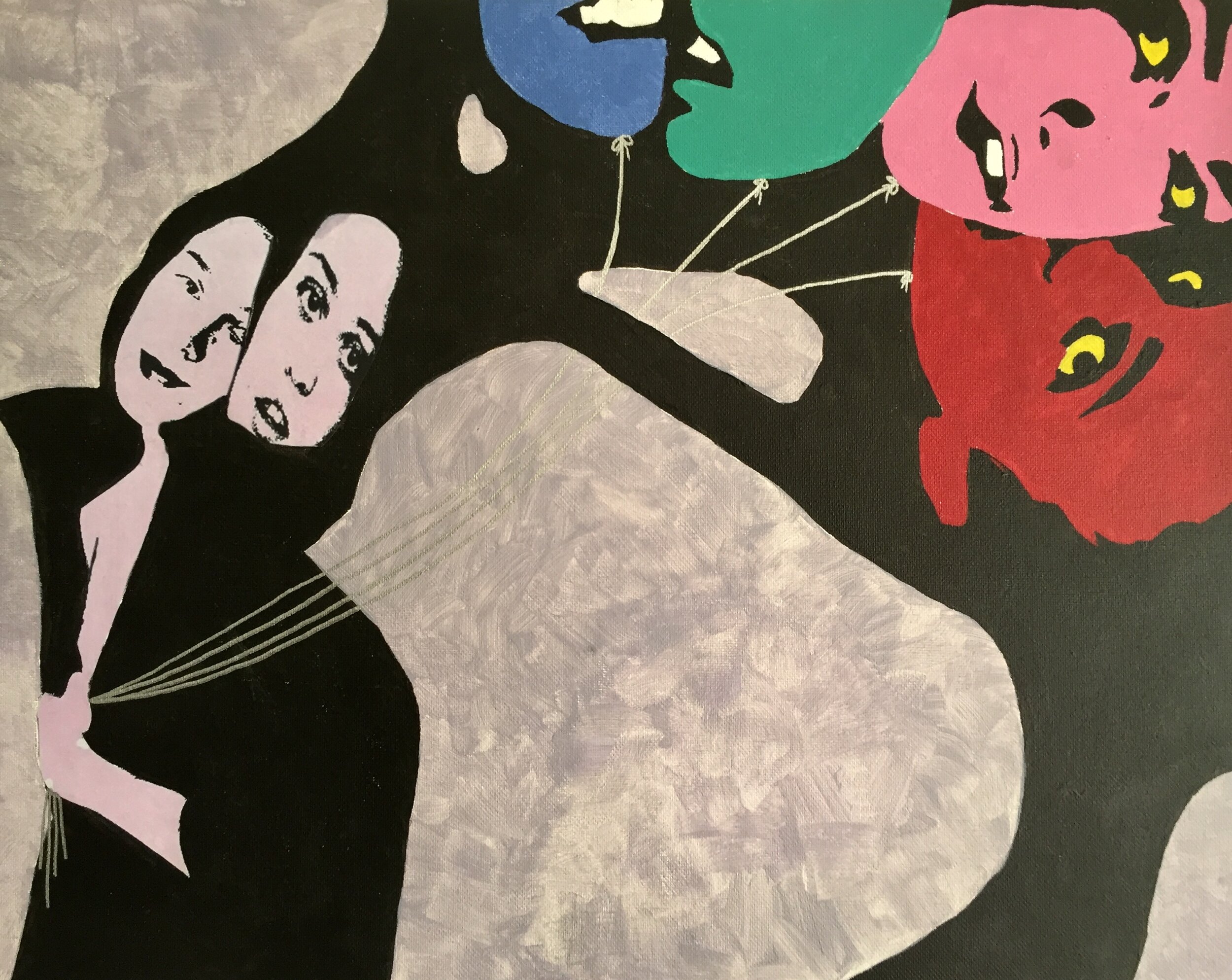 The Lovers’ WalkAcrylic and collage on canvas board - 20”16”2019