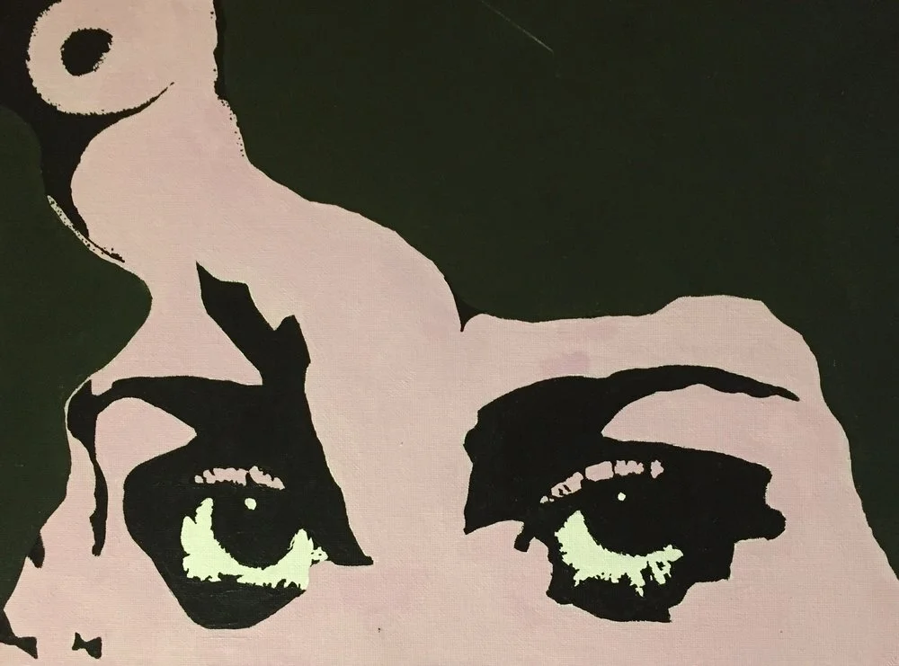 In Her Head, acrylic on canvas board