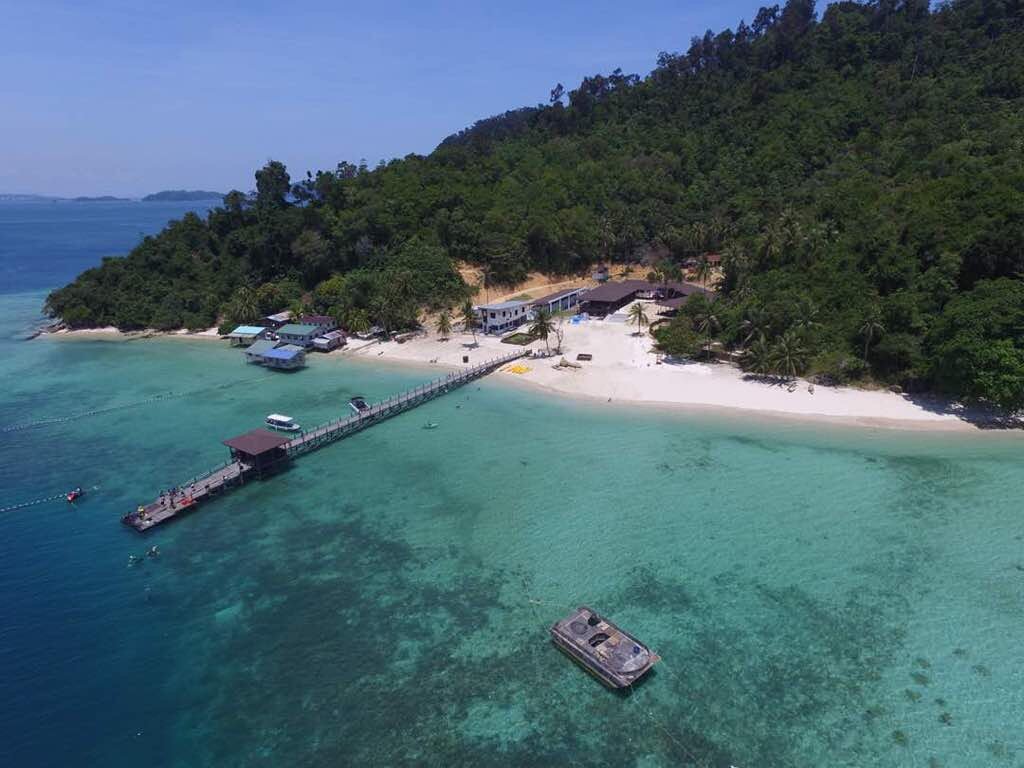 Aerial view of beautiful Sepanggar Island