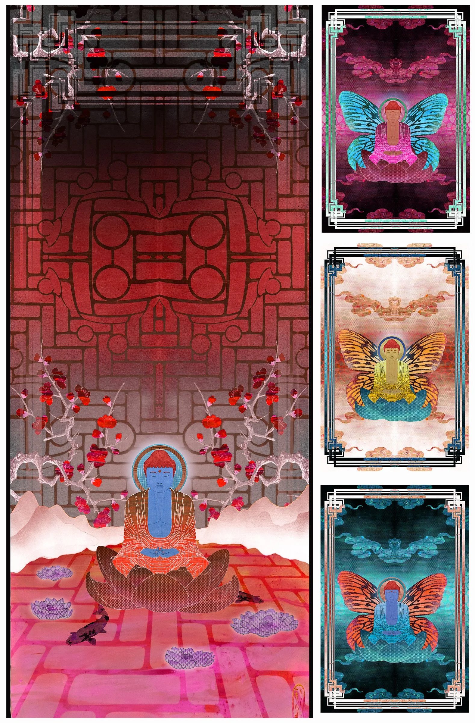 medicine budha and assorted budherflies
