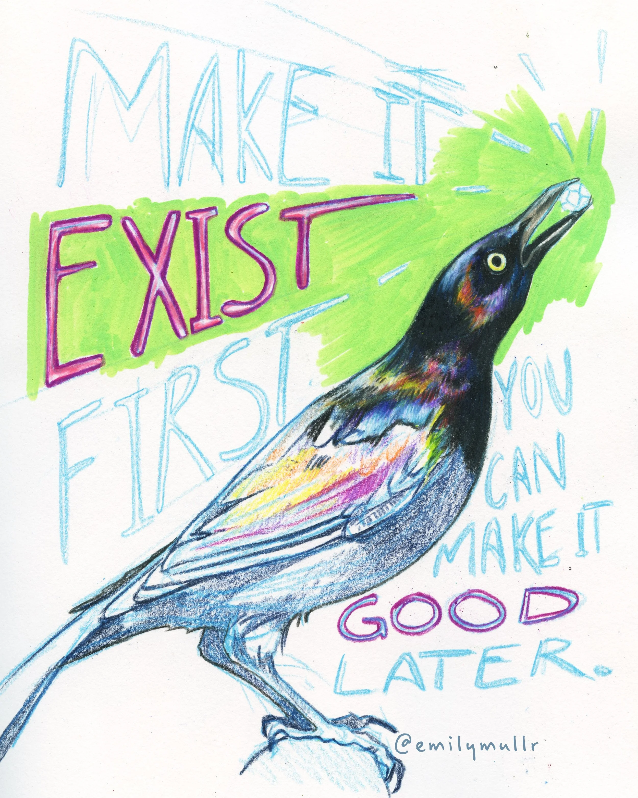 Reminders in my sketchbook- I&rsquo;ve spent the summer making lots of new art exist. Getting back into the groove of things and finding joy in making again in the era of on-demand imagery

#sketchbook #sketch #colorpencil