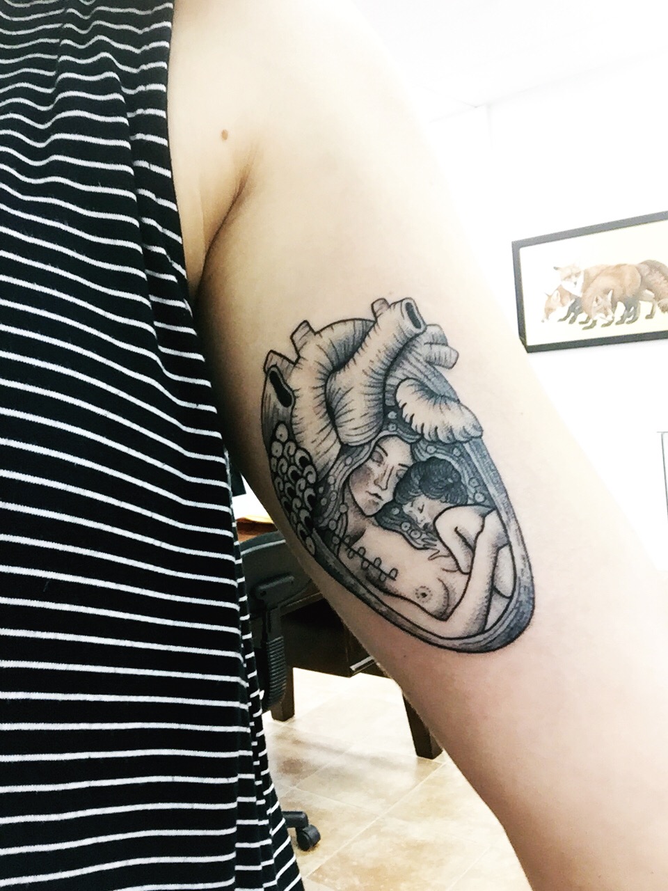 First session in on my heart disease tattoo! Done by John “Bird” Jenkins at  Ikonic Ink, State College PA. : r/tattoo