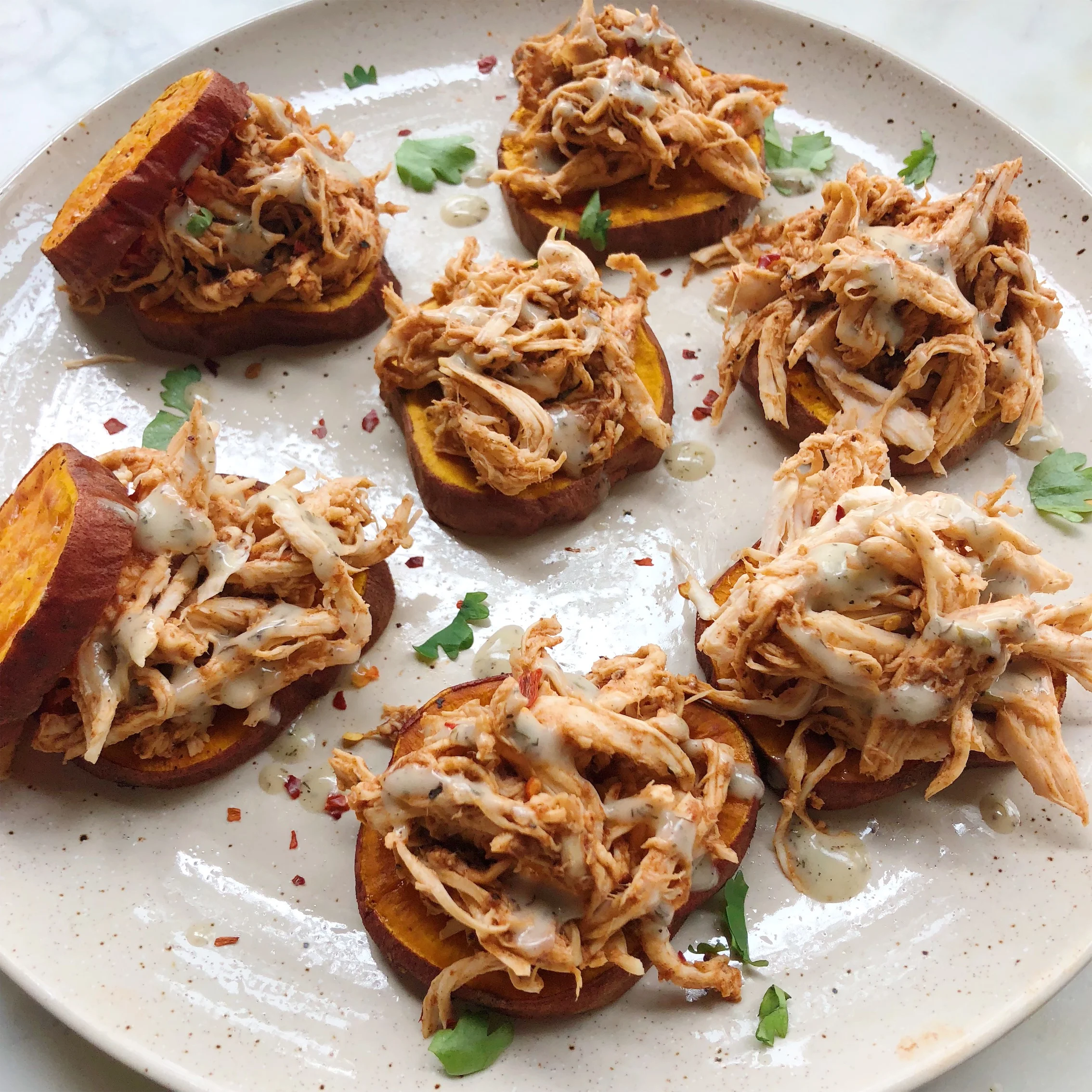 BBQ chicken sweet potato sliders