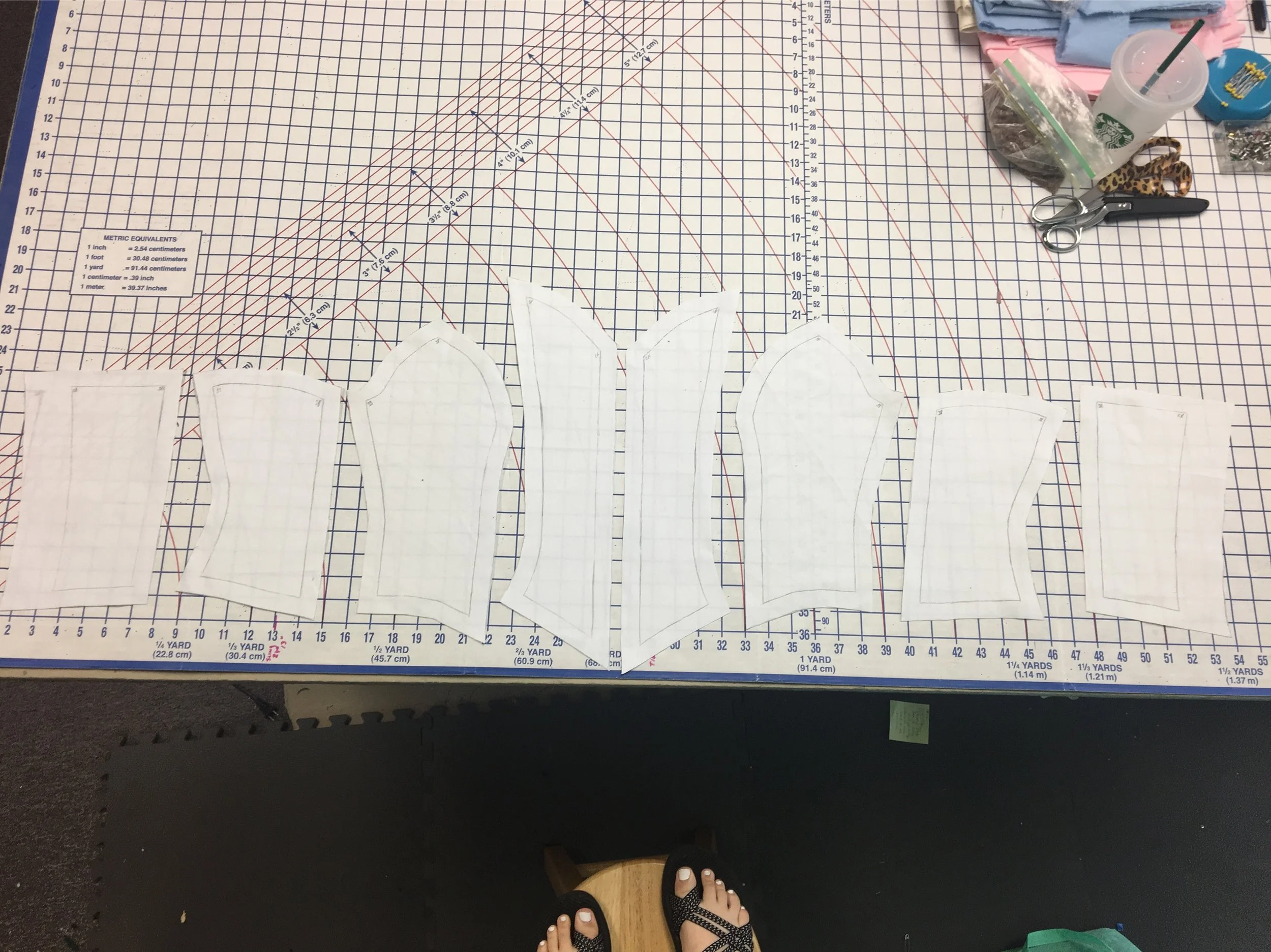 Coutil cut out and ready to be flatlined