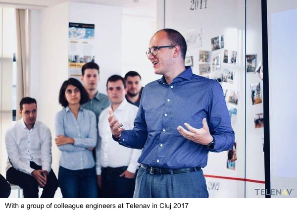 With a group of colleague engineers at Telenav in Cluj 2017
