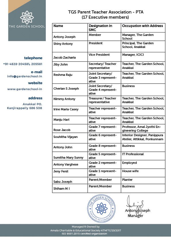 Parent Teacher Association — The Garden School