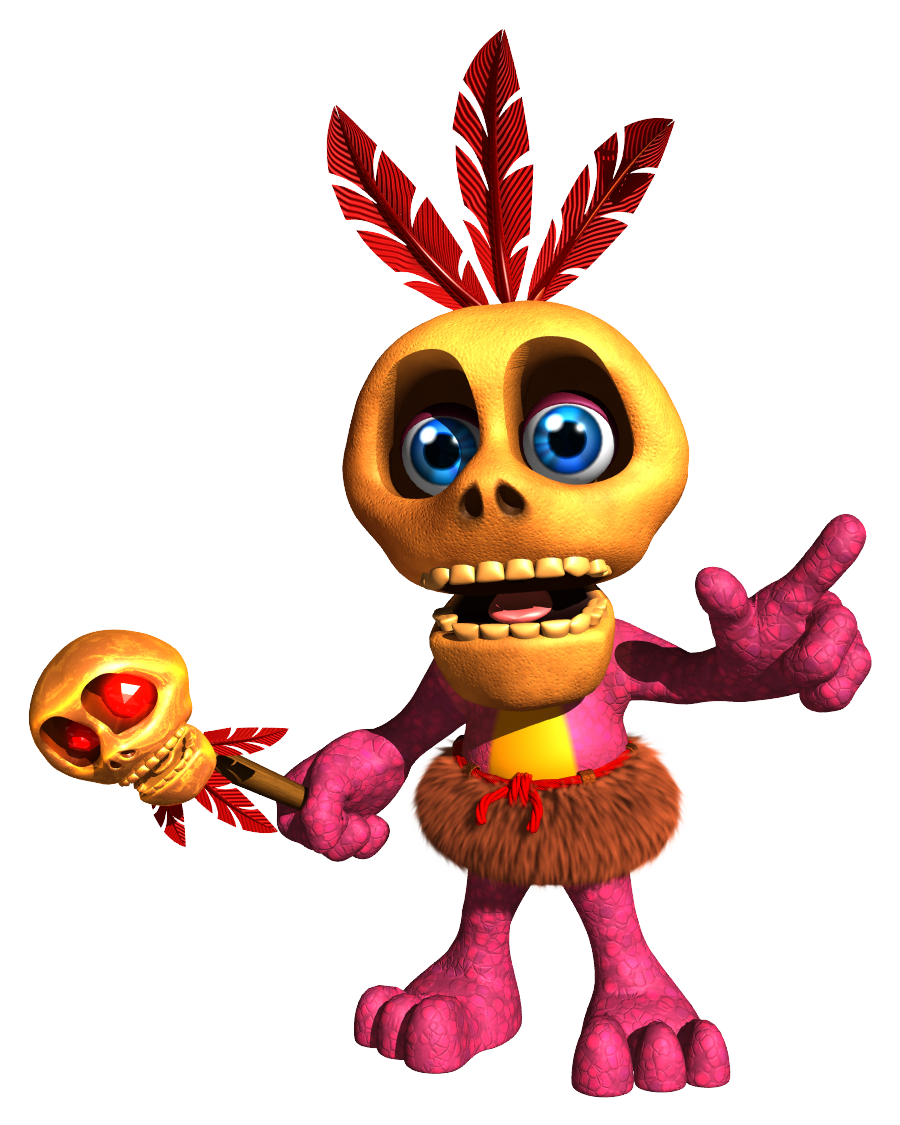 The friendly witch doctor sigh Mumbo Jumbo from the Banjo-Kazooie video games. I hate this guy.
