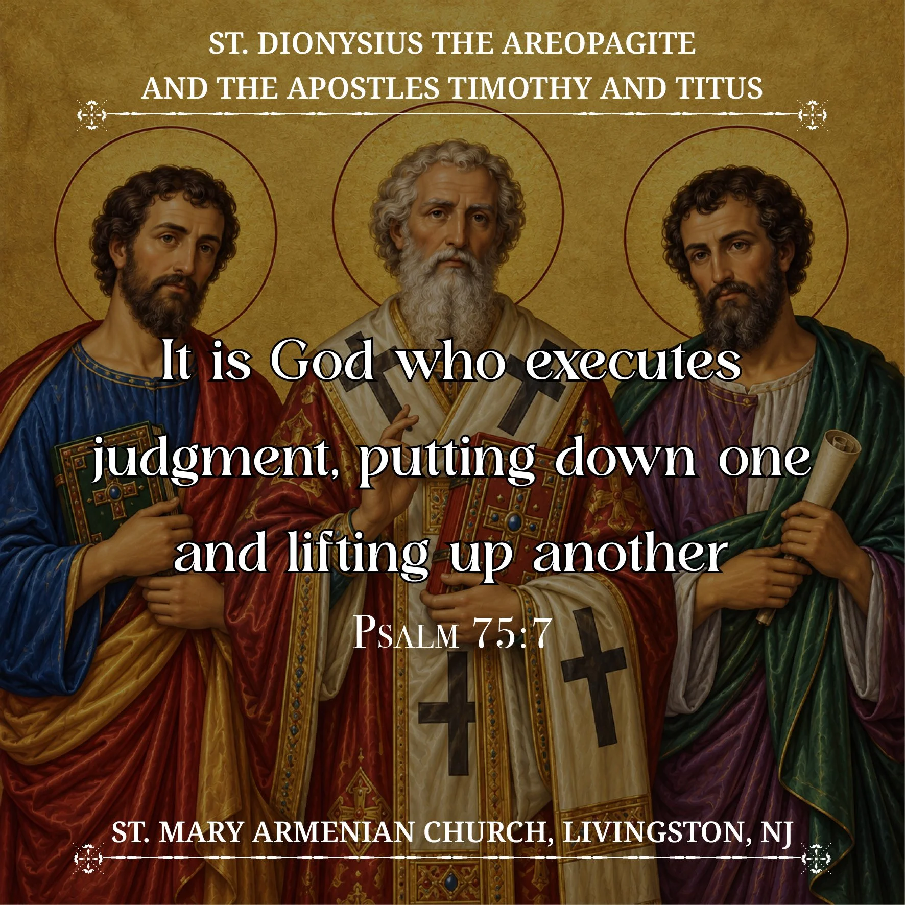 October 15, 2026 - St. Dionysius the Areopagite and the Apostles Timothy and Titus