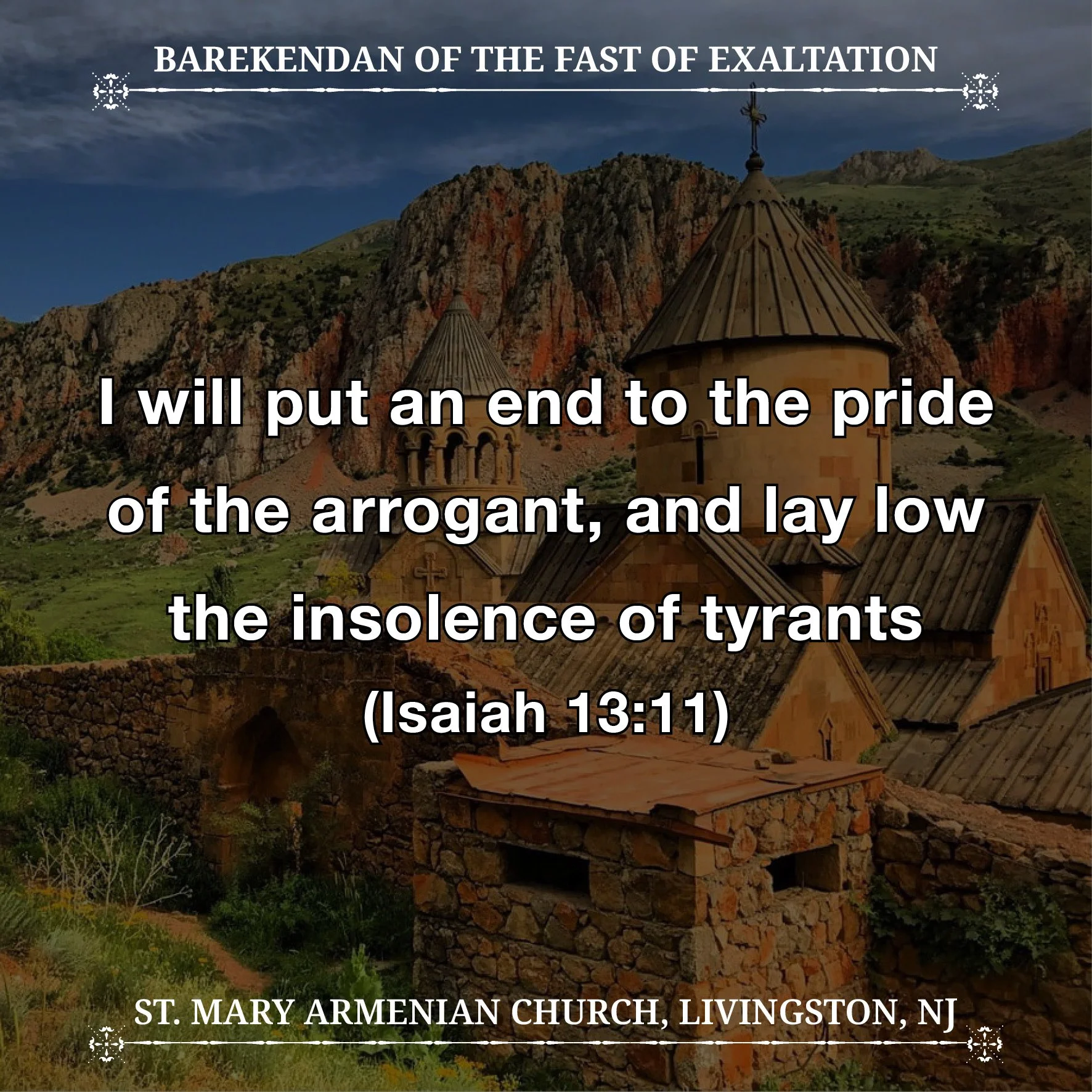 September 6, 2026 - Barekendan of the Fast of Exaltation