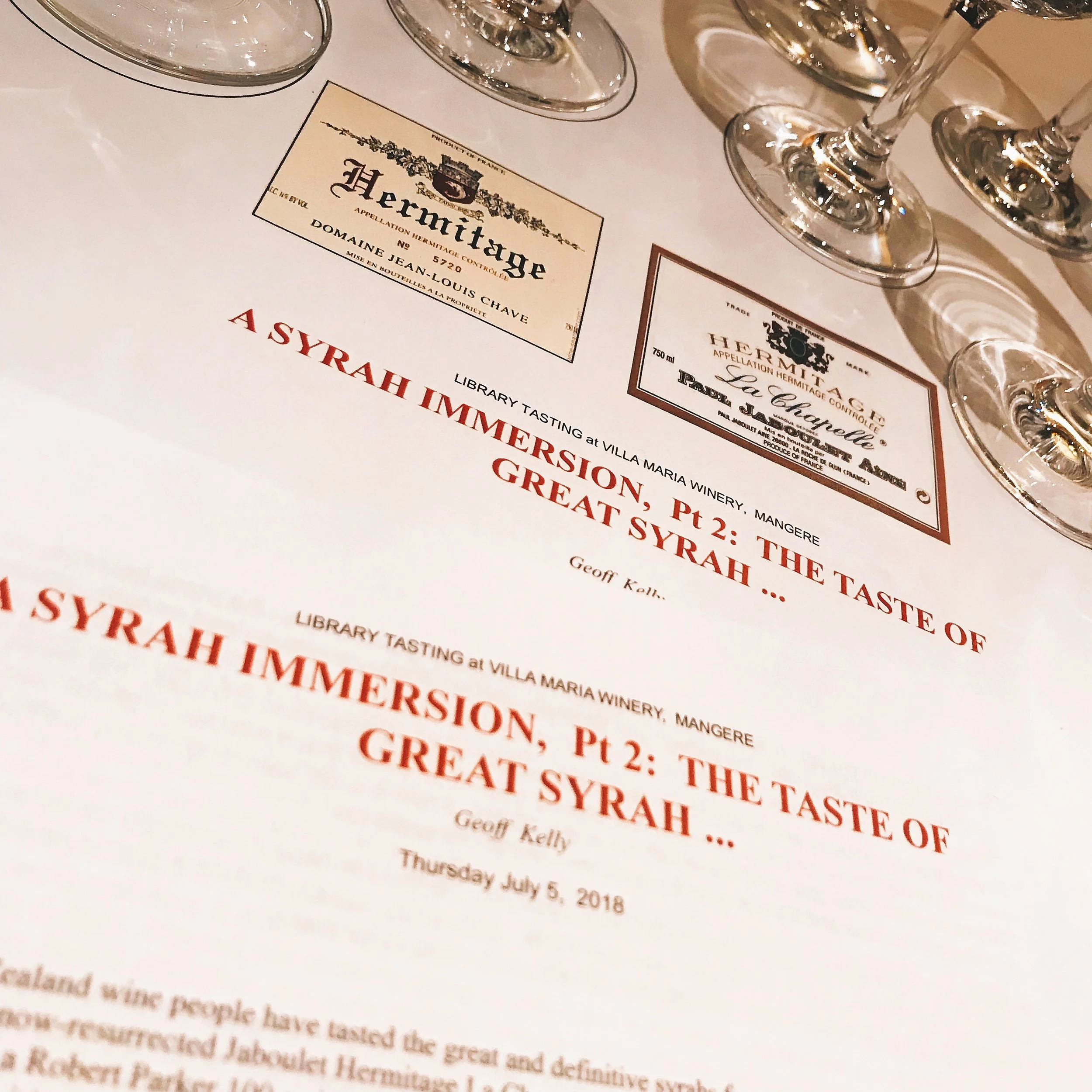 Syrah School.  A masterclass tasting experience with Geoff Kelly.