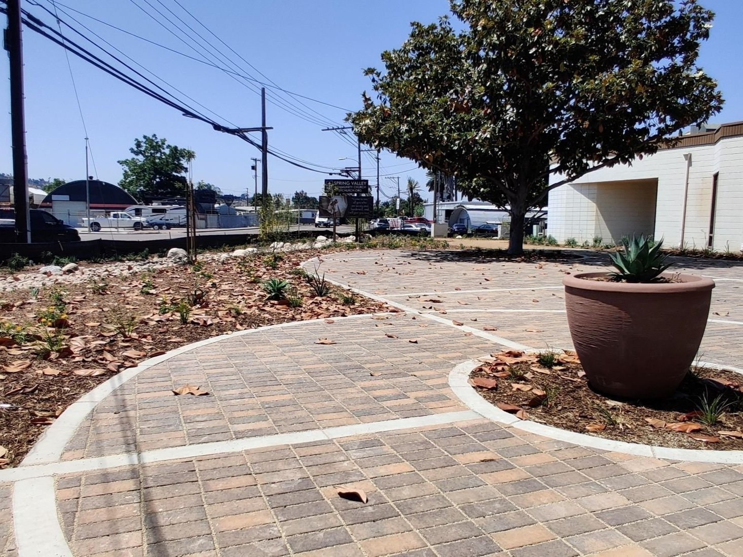 Permeable pavers at Spring Valley Community Church 