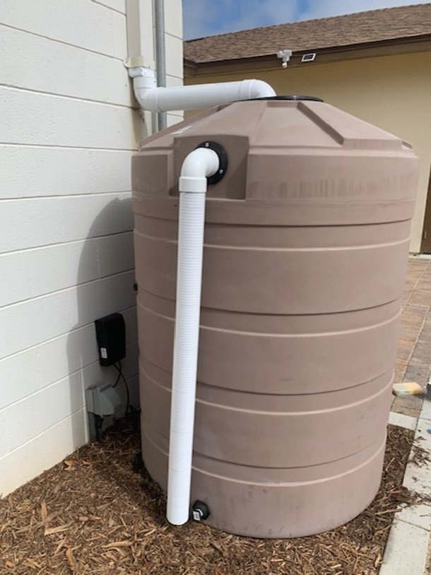 Rainwater harvesting cistern at Spring Valley Community Church