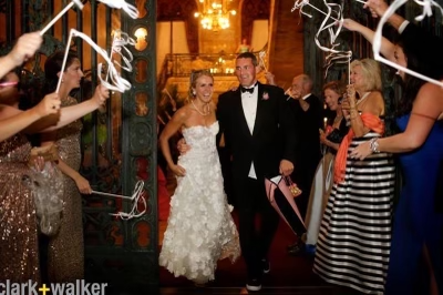 Our daughter Caroline, and her new husband Edward, merrily departed their reception at Marble House in Newport, Rhode Island, with guests cheering them on!