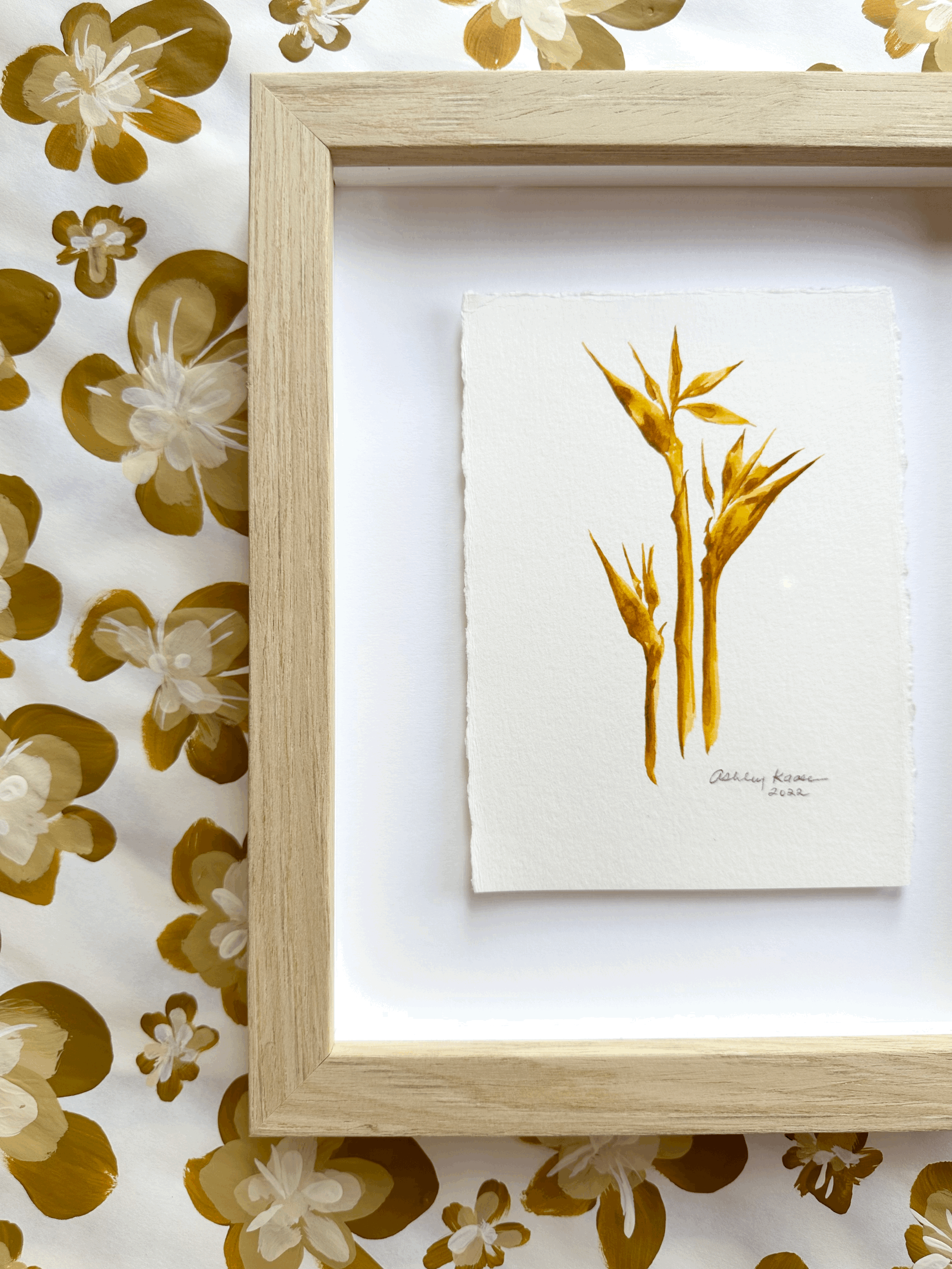 Mustard Birds of Paradise Original Watercolor Painting