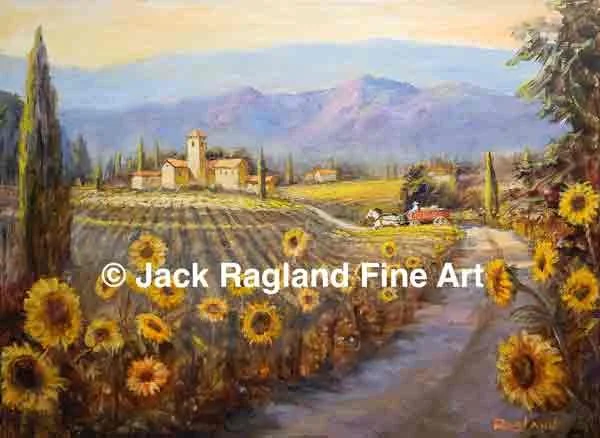 Sunflowers and Wine Wagon
