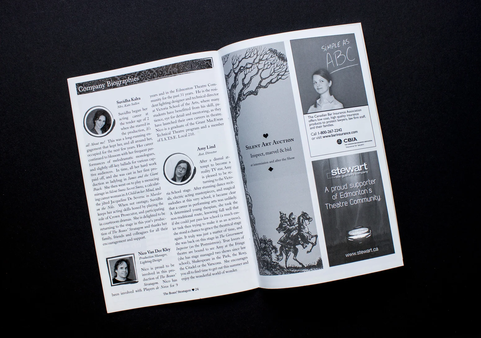 Spread page 24. Silent Auction ad