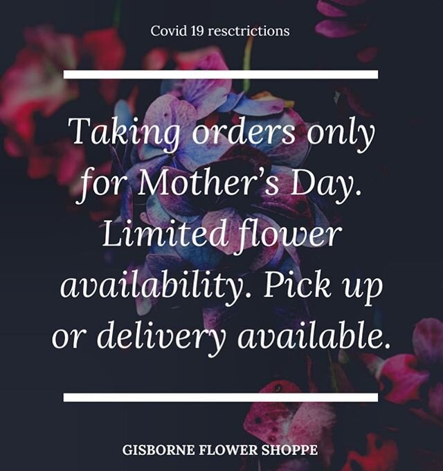 Please order your flowers for mum this year. Use our website or call on 5420 7777. Limited flowers available. Thank you