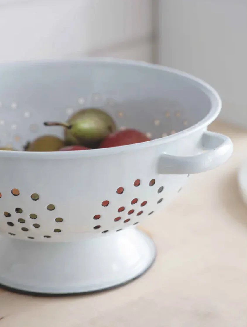 Enamel Colander - White