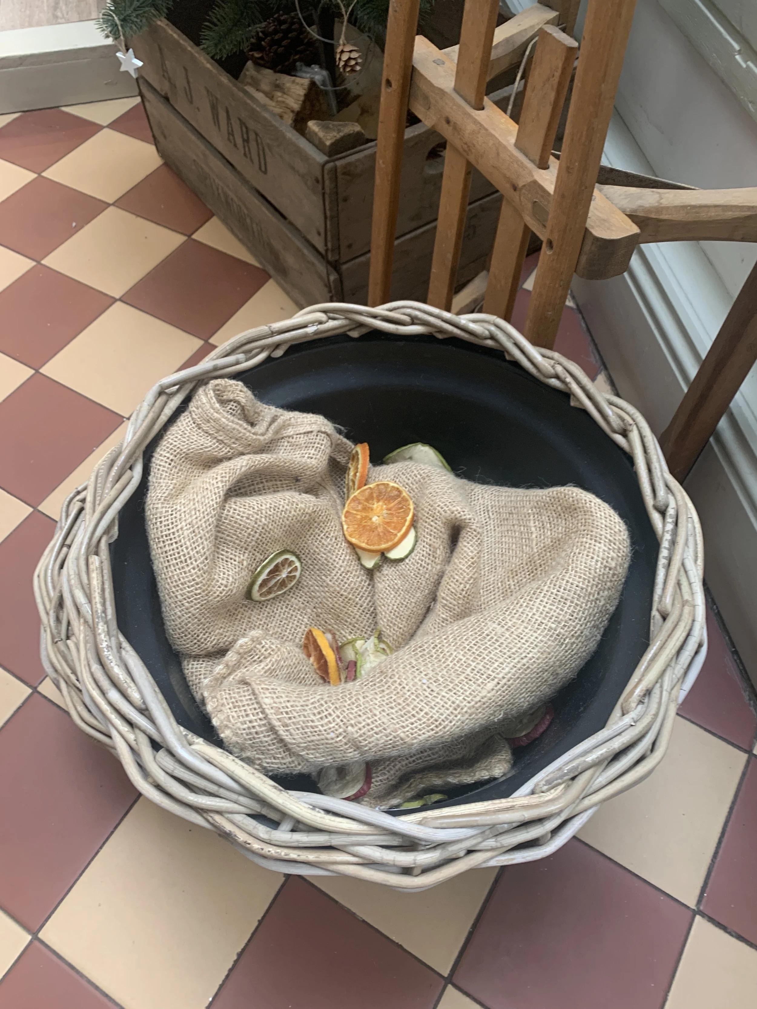 Rattan Planter basket, hard plastic lining SOLD OUT