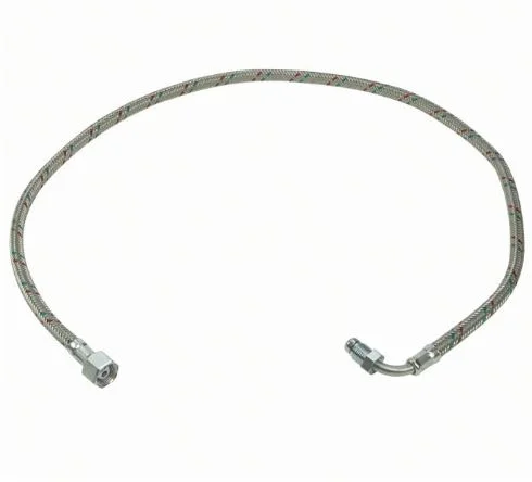 1/4" Male Elbow X 1/4" Female Straight 900mm Braided Oil Line (New Mectron) OIL/L03