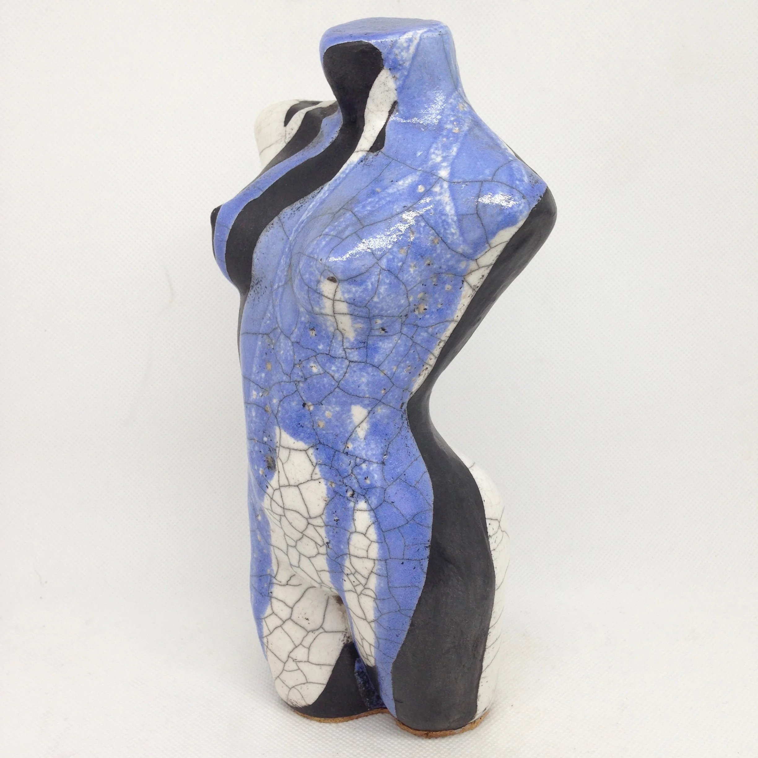 Blue & White Raku Female Torso