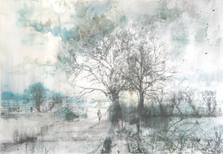 3.Morning+Walk.+Graphite,+watercolour+and+monotype+.Image+64x46cm+Frame+90x73cm.£1200.jpg