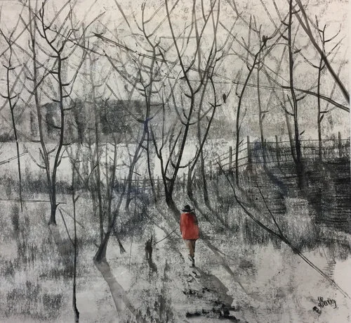11.Red+Coat+Black+Hat.Watercolour+and+monoprint.40x40cm+63x63cm.£695.jpg