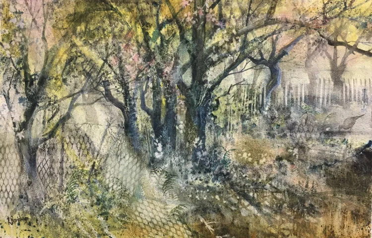 20.Blossom+in+the+orchard.Watercolour.54x35cm.Frame+72x56cm..£1100.jpg