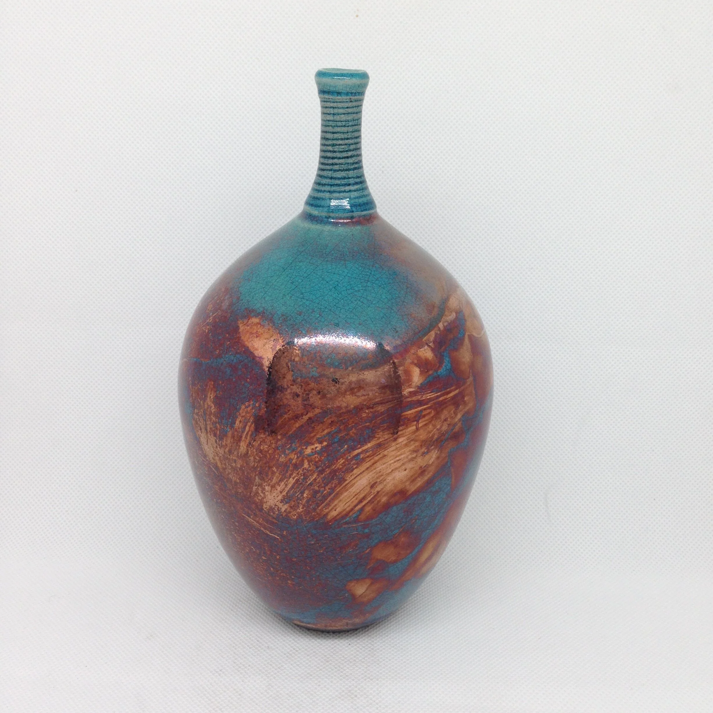 Turquoise Raku Bottle
