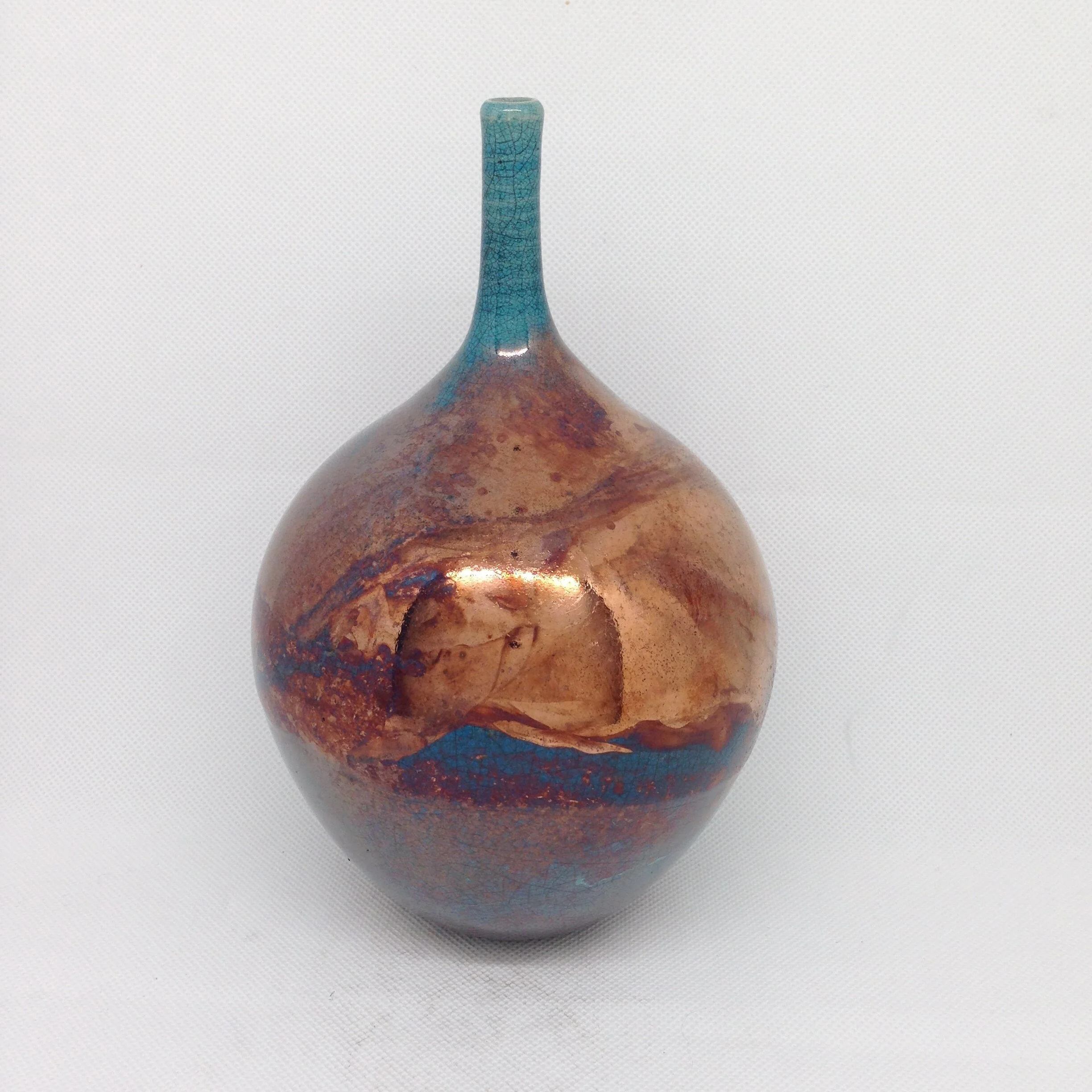 Turquoise Raku Bottle