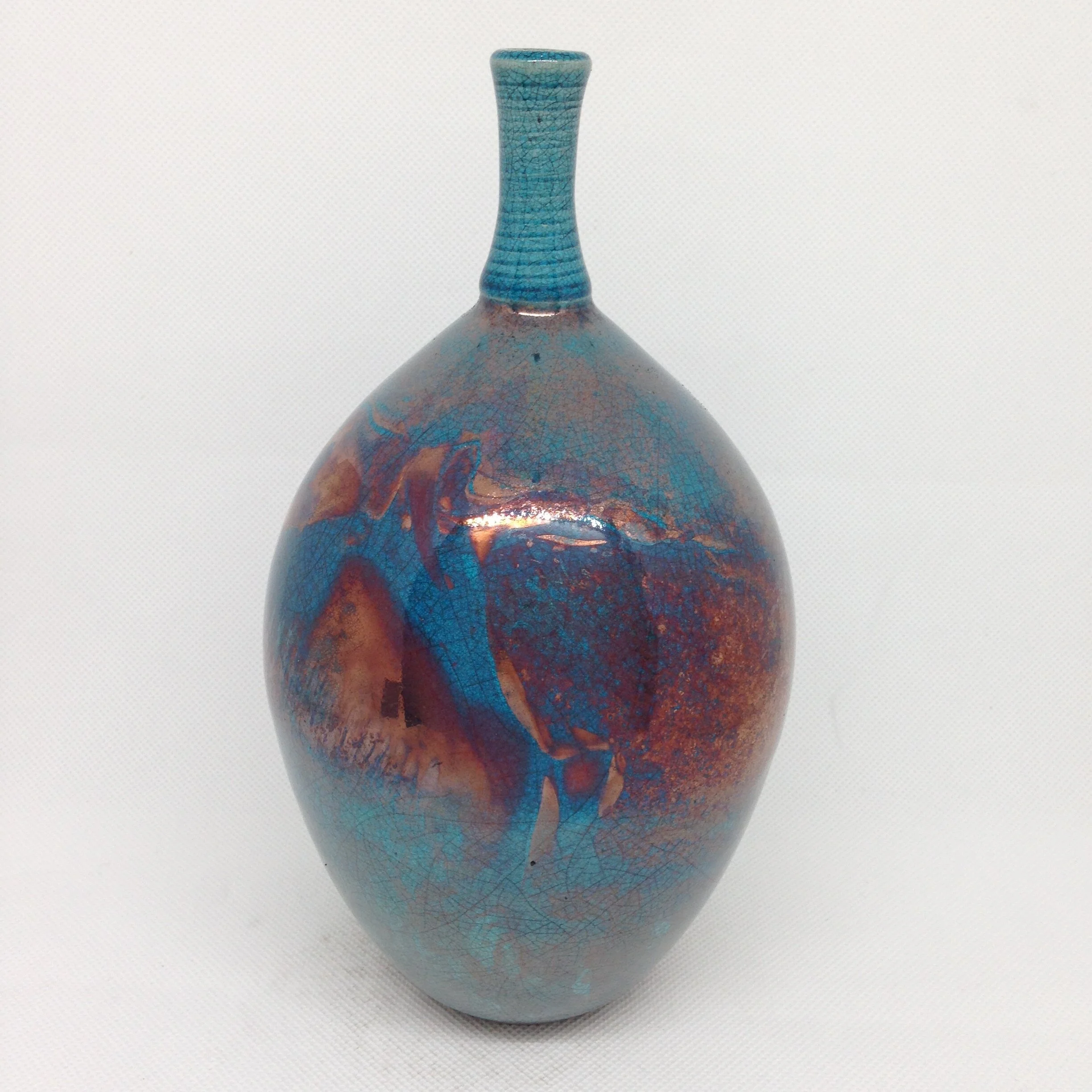 Turquoise Raku Bottle