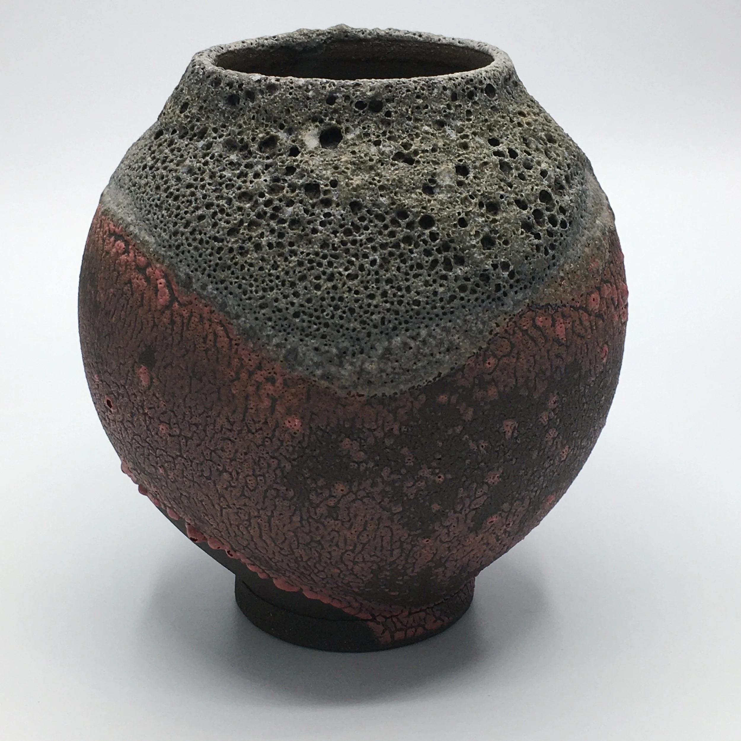 Black Clay Vase (Pink and Grey)