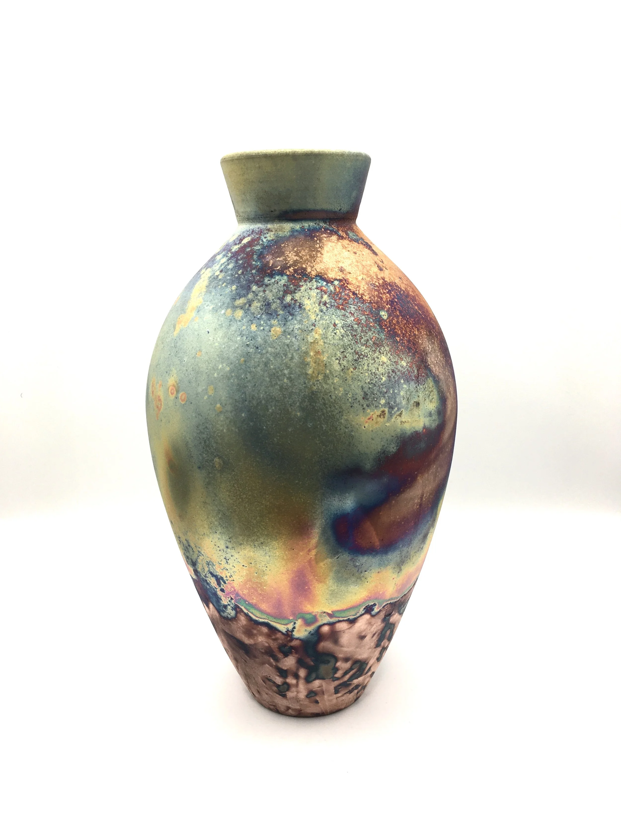 Raku Fired Copper Matt Vase