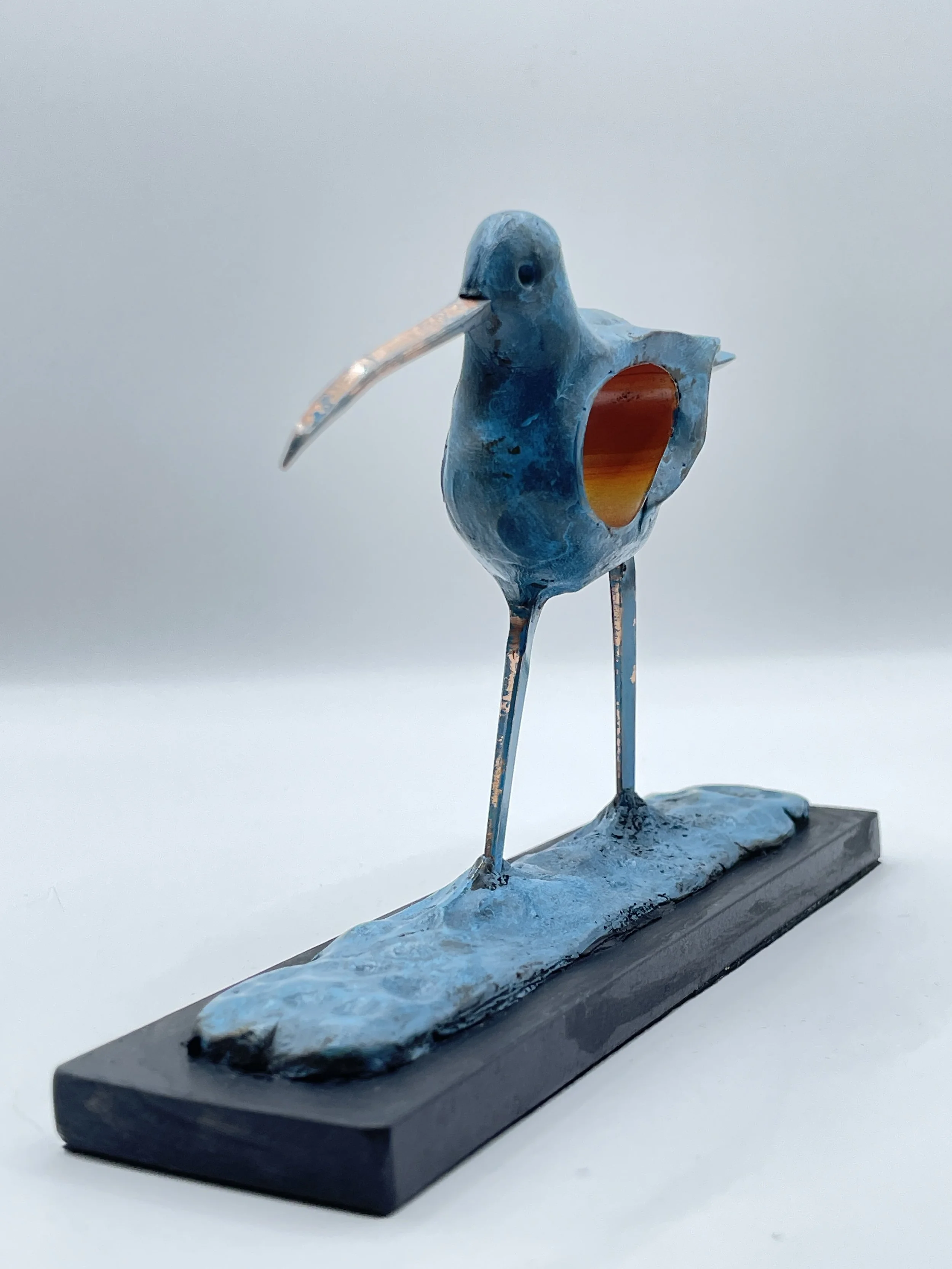 Copper Silhouette Verdigris Curlew