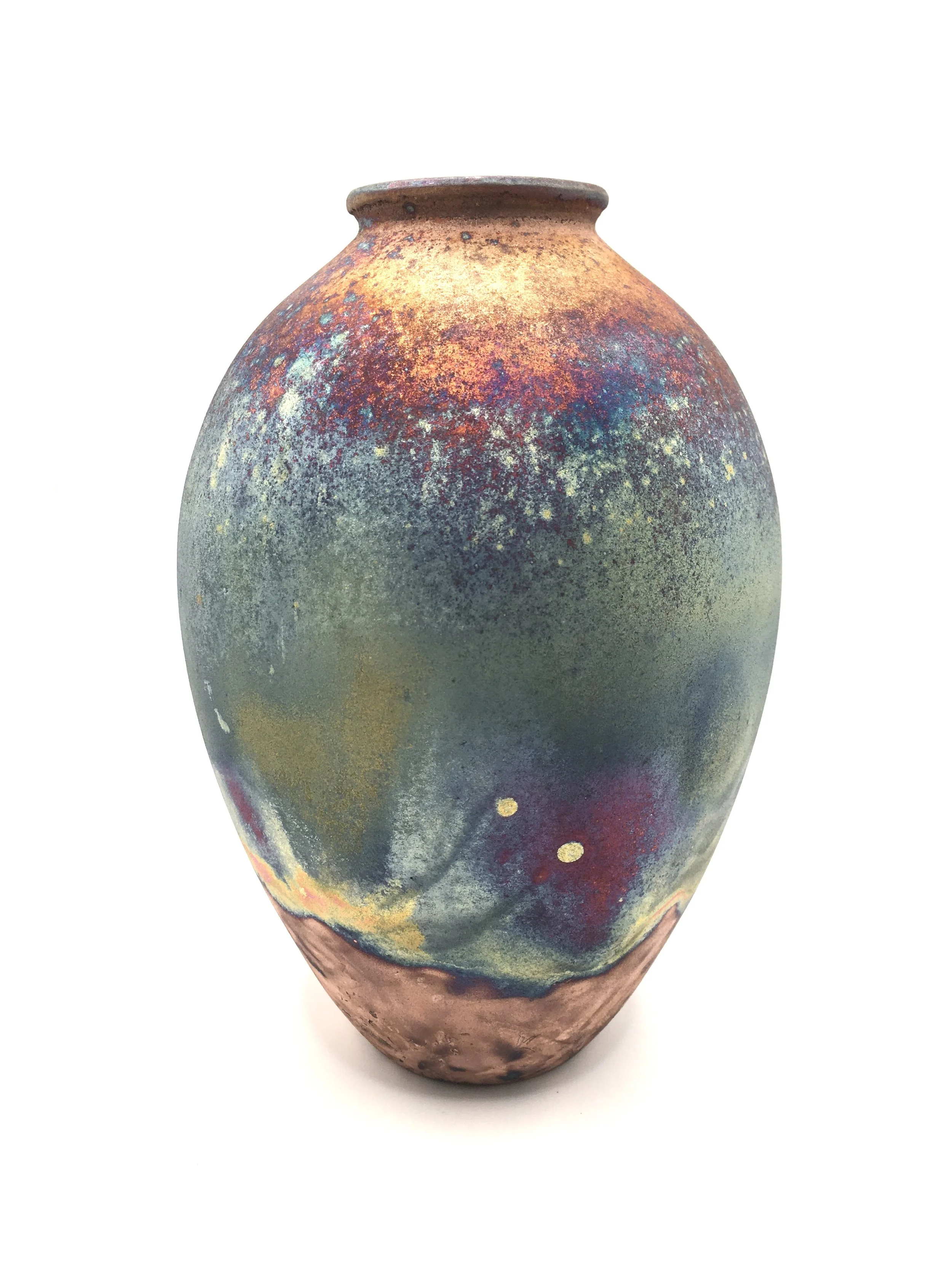 Raku Fired Copper Matt Vase
