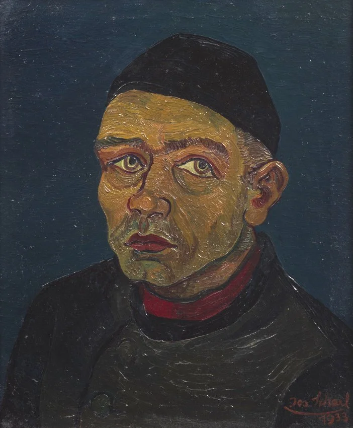 man with red collar