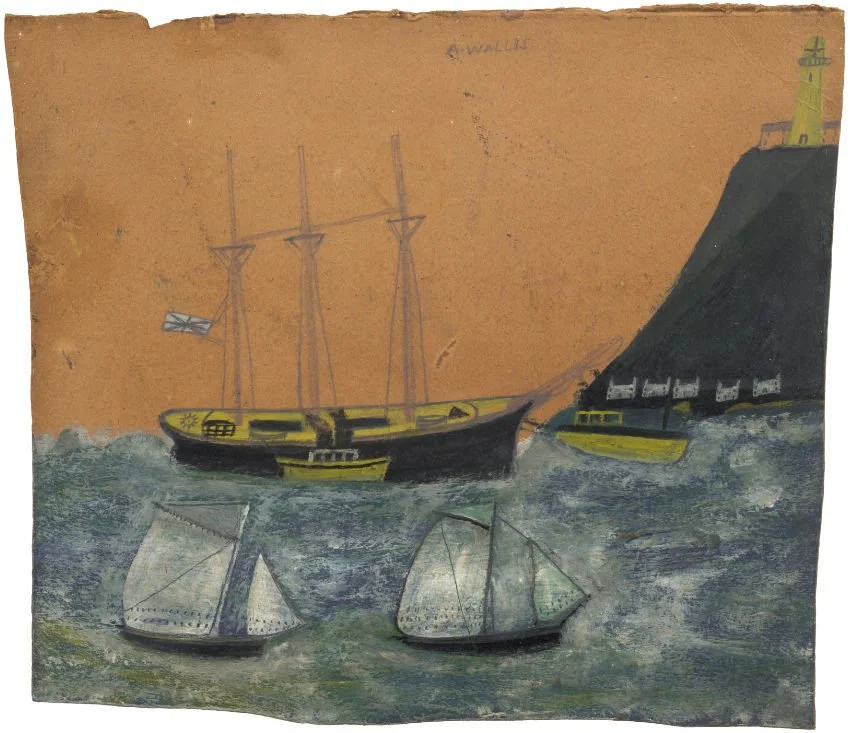 boats, cliff and lighthouse