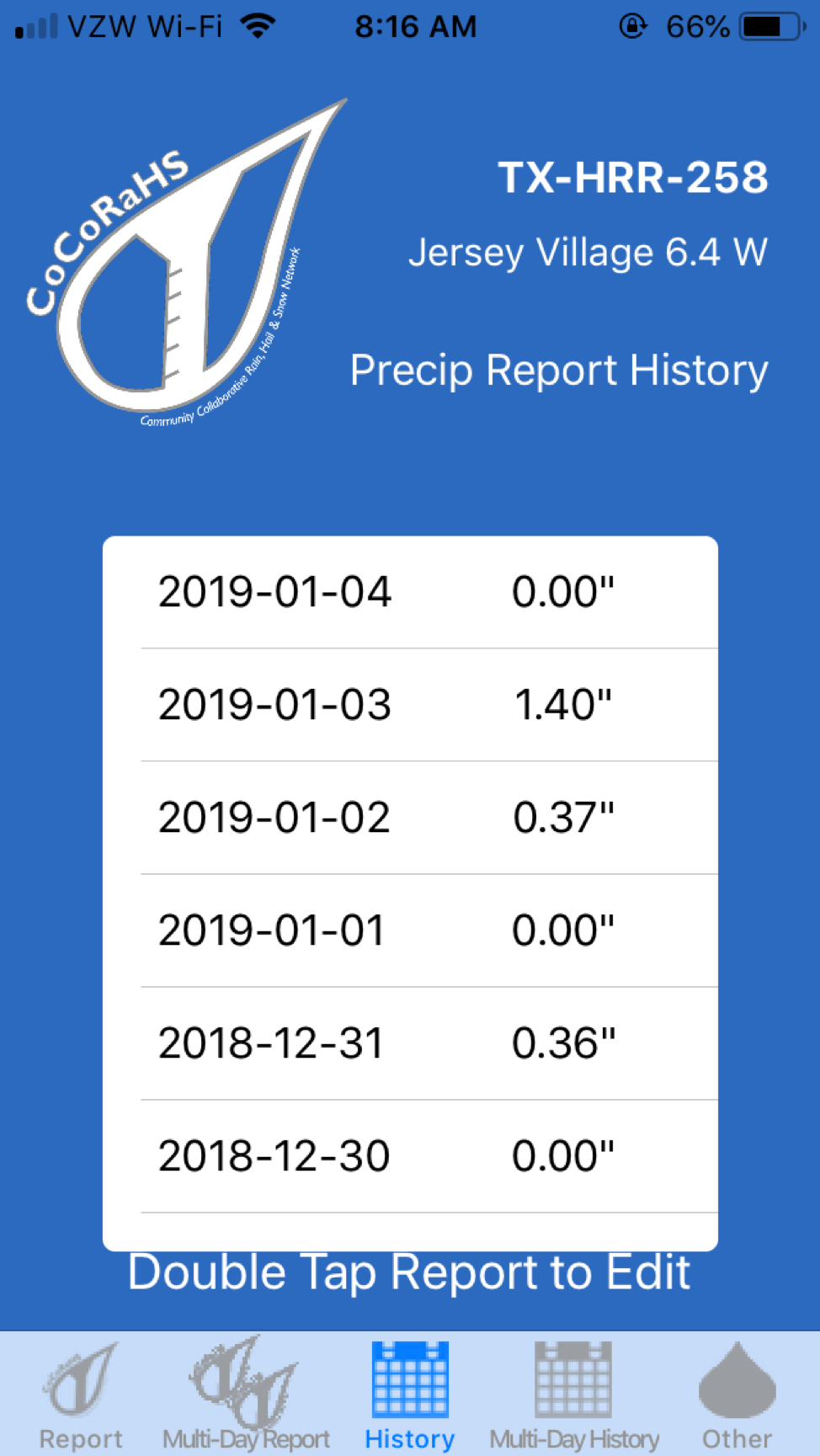This is a screen showing your Daily Logging history. There is a separate screen that shows the history of multi-day observations.