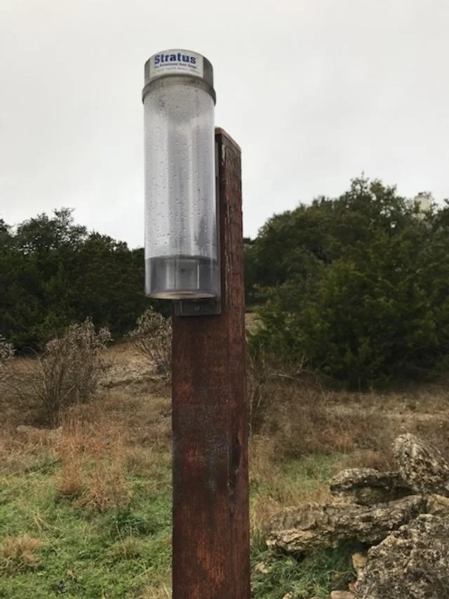 Blaine Nelson’s Rain Gauge - located at Mountain Crest in Wimberley